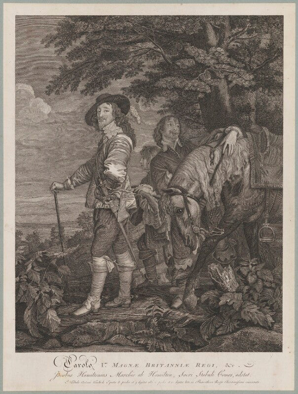 King charles with two unknown attendants npg d31974