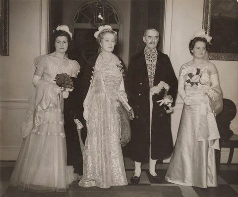 Valerie (née Cole), Lady Strathcarron; Anne Vere Chamberlain (née Cole); Neville Chamberlain; Diana Chamberlain NPG x76577