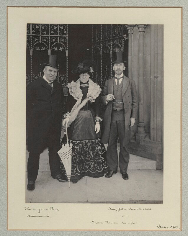 Sir william james bull, 1st bt; bertha frances bull (née nash); henry john howard bull npg x135495