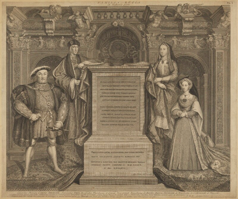 King henry viii; king henry vii; elizabeth of york; jane seymour npg d32813