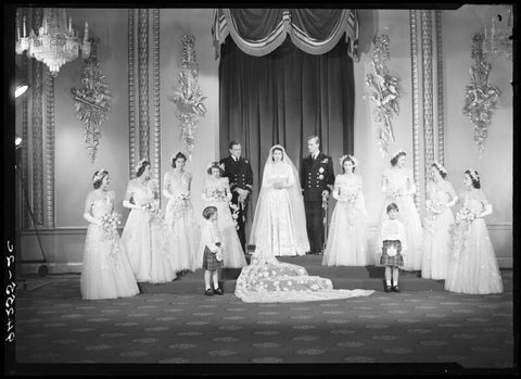 Wedding of Queen Elizabeth II and Prince Philip, Duke of Edinburgh, with bridesmaids and page boys NPG x158905