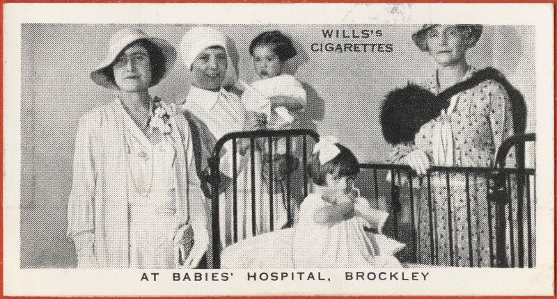 'at babies' hospital, brockley' (queen elizabeth, the queen mother; 4 unknown sitters) npg d47299