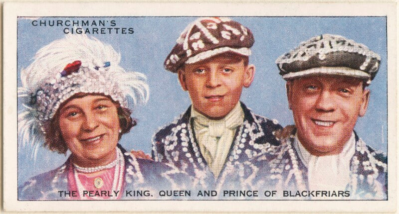 The pearly king, queen and prince of blackfriars (mrs tinsley; patrick tinsley; mr tinsley) npg d49175