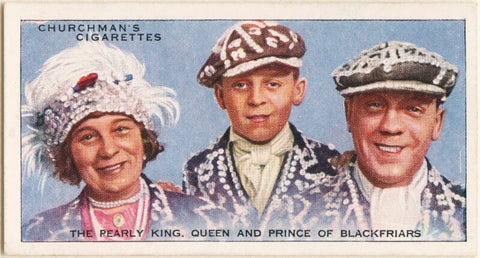 The Pearly King, Queen and Prince of Blackfriars (Mrs Tinsley; Patrick Tinsley; Mr Tinsley) NPG D49175