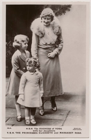 'H.R.H. The Duchess of York with her daughters T.R.H. The Princesses Elizabeth and Margaret Rose' NPG x193132
