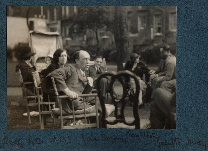 Group including james stephens; vivien and t.s. eliot; lady huxley and alberto moravia npg ax143428