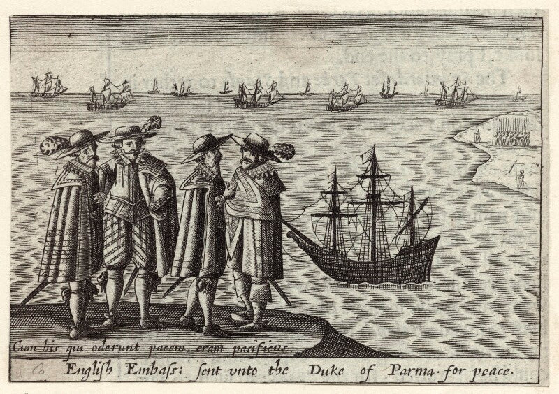 The english embassy sent to the duke of parma in george carleton's ''thankful remembrance of god's mercie'' npg d25931