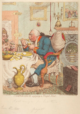 'Temperance enjoying a frugal meal' (Charlotte of Mecklenburg-Strelitz; King George III) NPG D12461