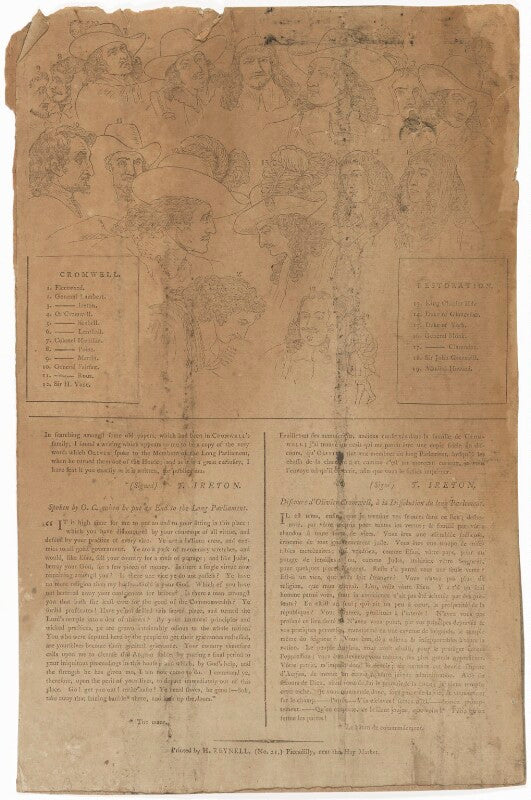 Oliver cromwell and charles ii with their supporters npg d32633