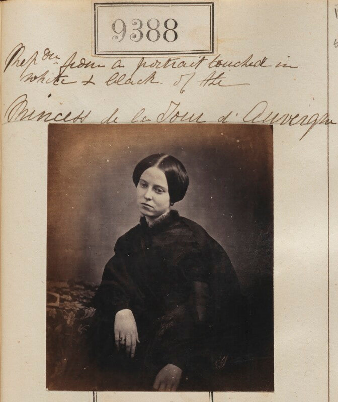 Princess de la tour d' auvergne ('reproduction from a portrait touched in white & black of the princess de la tour d' auvergne') npg ax59194