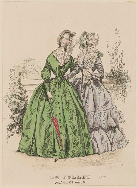 Carriage costume and visiting dress, october 1841 npg d47885