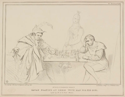Satan Playing at Chess with Man for his Soul (Daniel O'Connell; Britannia; William Lamb, 2nd Viscount Melbourne) NPG D41436