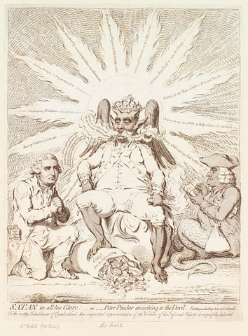 'Satan in all his glory; - or - Peter Pindar crouching to the devil' (John Wolcot; James Lowther, Earl of Lonsdale) NPG D13077
