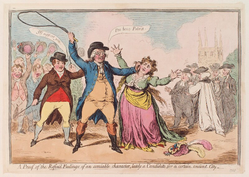 'a proof of the refin'd feelings of an amiable character, lately a candidate for a certain ancient city' npg d12282