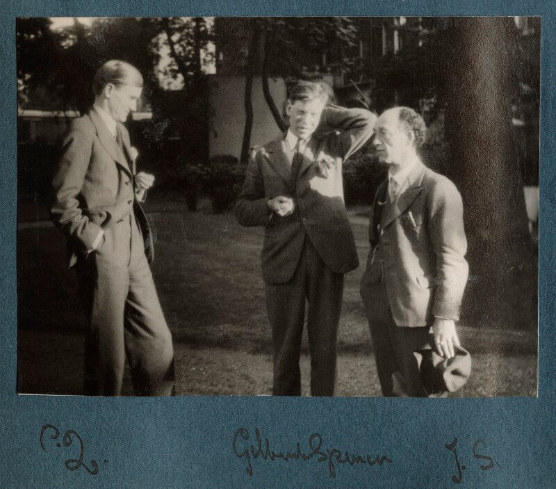 Sir peter courtney quennell; gilbert spencer; james stephens npg ax143211