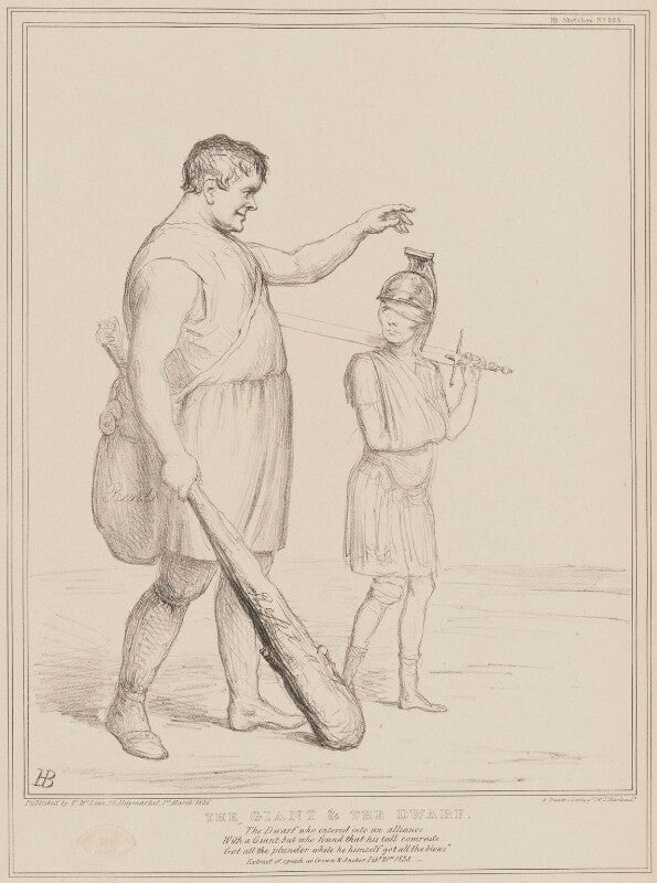 The giant and the dwarf (daniel o'connell; john russell, 1st earl russell) npg d41457