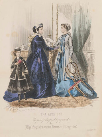 'The Fashions', November 1867. Visiting toilet, indoor toilet and costume for a little girl from eight to ten years old NPG D48031