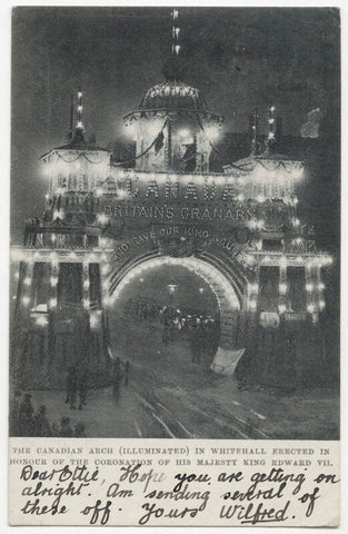 'The Canadian Arch (Illuminated) in Whitehall Erected in Honour of the Coronation of His Majesty King Edward VII' NPG x38526