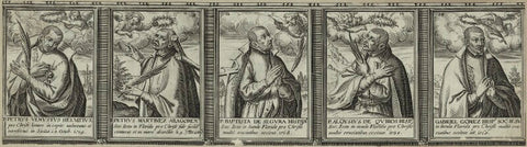 Portraits 10-14 in ''Effigies et nomina quorundam e societate Iesu qui pro fide vel pietate sun iter facti ab anno 1549 ad annum 1607'' (Rome, 1608) NPG D25314