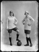 Marjorie Dolman as captain and Dorothy Dolman as centre-half in the Gaiety football team NPG x101442