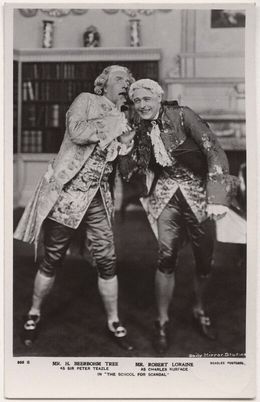 Sir herbert beerbohm tree as sir peter teazle; robert bilcliffe loraine as charles surface in 'the school for scandal' npg x8734