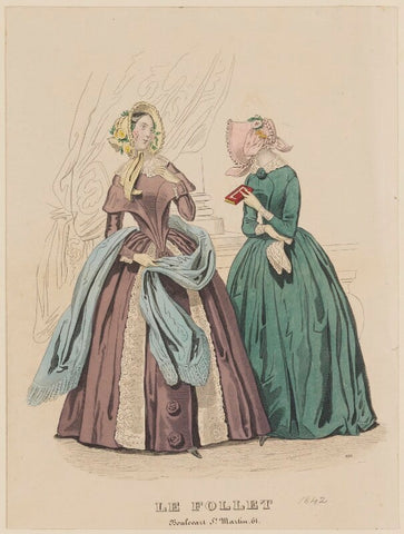 Promenade and carriage costume, April 1842 NPG D47892