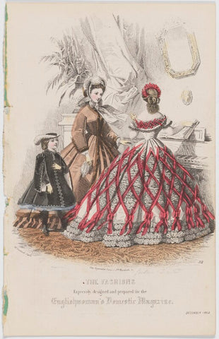'The Fashions'. Ball dress and walking dress, December 1862 NPG D47999