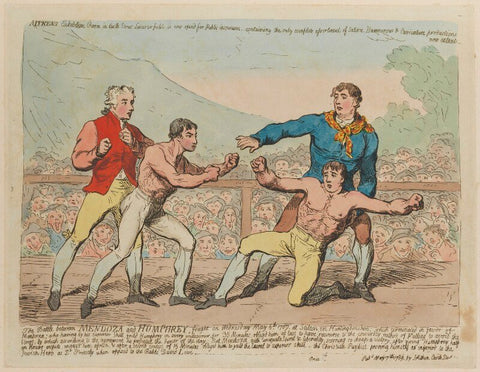 'The battle between Mendoza and Humphrey...' (Daniel Mendoza; Richard Humphries (Humphreys)) NPG D12398