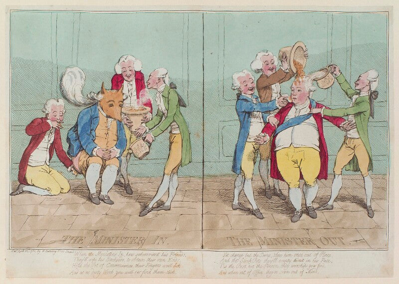 'the minister in. the minister out' (charles james fox; frederick north, 2nd earl of guilford) npg d12983