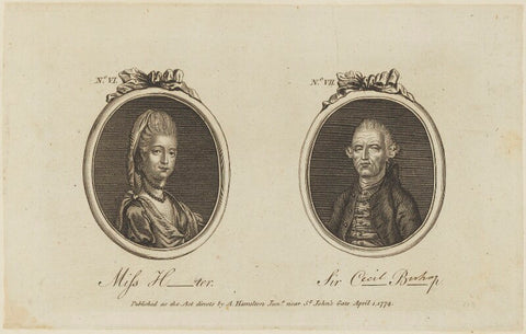 'Miss H-ter. and Sir C- B-p' (Sophia Hunter; Sir Cecil Bishopp, 6th Bt) NPG D15364