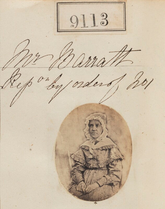 Unknown woman ('reproduction by order of mrs barratt') npg ax58935