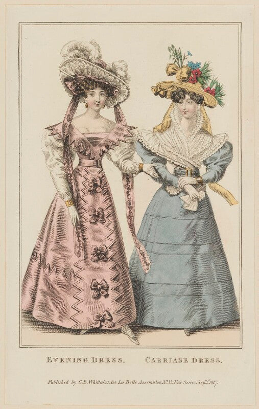 'evening dress. carriage dress', september 1827 npg d47600
