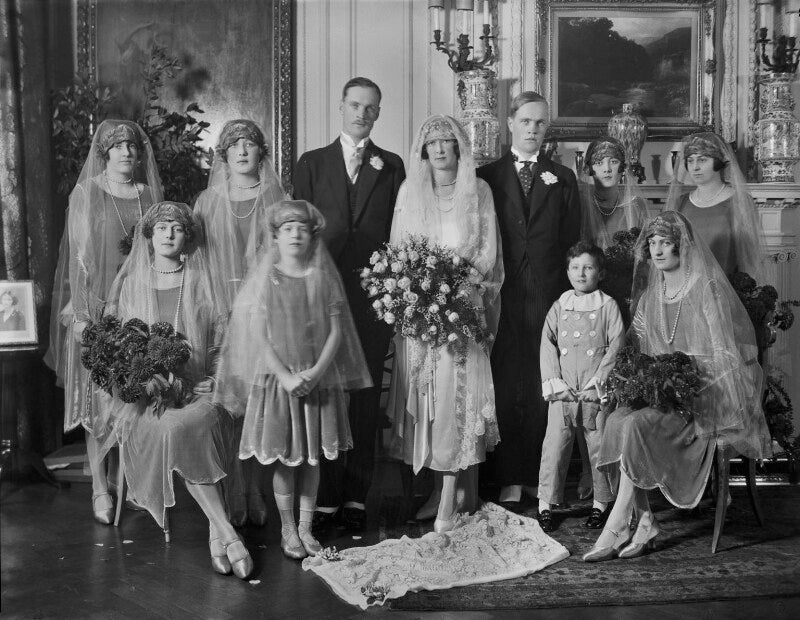 William basil samuel joseph anthony edward wilberforce, cecilia mary margaret wilberforce (née dormer) and wedding party npg x184549