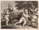 Putto with giant mask frightening three others NPG D11786