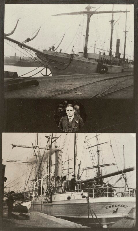 Sir ernest henry shackleton with two views of the endurance npg x36034