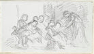 Sketch of an unknown woman and seven children, possibly in a classroom NPG D23146(37)