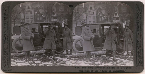 'F.M. Earl Haig arrives at Cologne on a tour of inspection of the "Army of Occupation"' NPG x26382