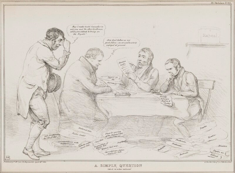 A simple question asked in "sober sadness" (daniel o'connell; edward southwell ruthven; richard lalor sheil) npg d41247