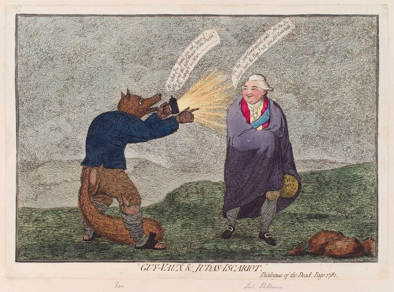 'guy vaux & judas iscariot' (charles james fox; william petty, 1st marquess of lansdowne (lord shelburne)) npg d12296