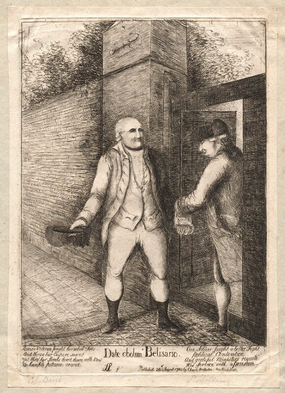 'date obolum belisario' (isaac barré; william petty, 1st marquess of lansdowne (lord shelburne)) npg d9553