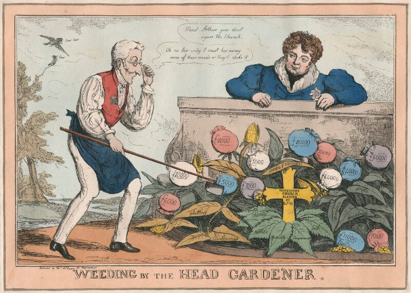 'weeding by the head gardener' (arthur wellesley, 1st duke of wellington; king george iv) npg d48773