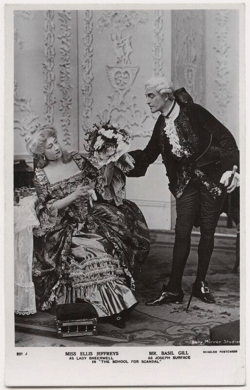Ellis jeffreys as lady sneerwell; basil gill as joseph surface in 'the school for scandal' npg x8735