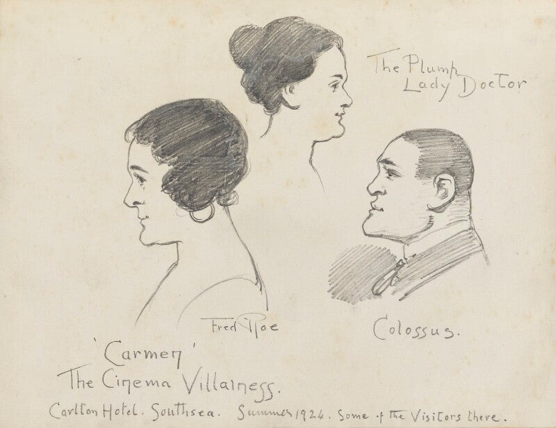 'the plump lady doctor, 'carmen the cinema villainess' and 'colossus' (three unknown sitters) npg d43153