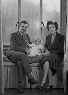 (Una Sheila) Colleen Nye (née Knox) and Sir Archibald Edward Nye with their daughter, Harriet Mary Sheila Newton-Clare (née Nye) NPG x73193