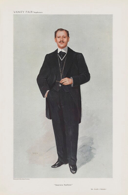 Frederick jessel benson (né jessel bebro) ('men of the day. no. 1164. "swansea harbour"') npg d45478