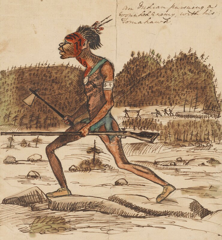 An indian pursuing a wounded enemy with his tomahawk npg 4855(68)