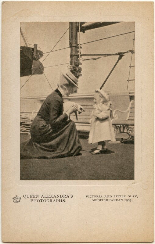 Princess victoria of wales; olav v, king of norway npg x197338