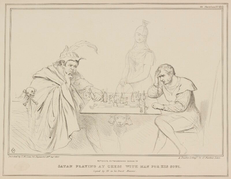 Satan playing at chess with man for his soul (daniel o'connell; britannia; william lamb, 2nd viscount melbourne) npg d41436