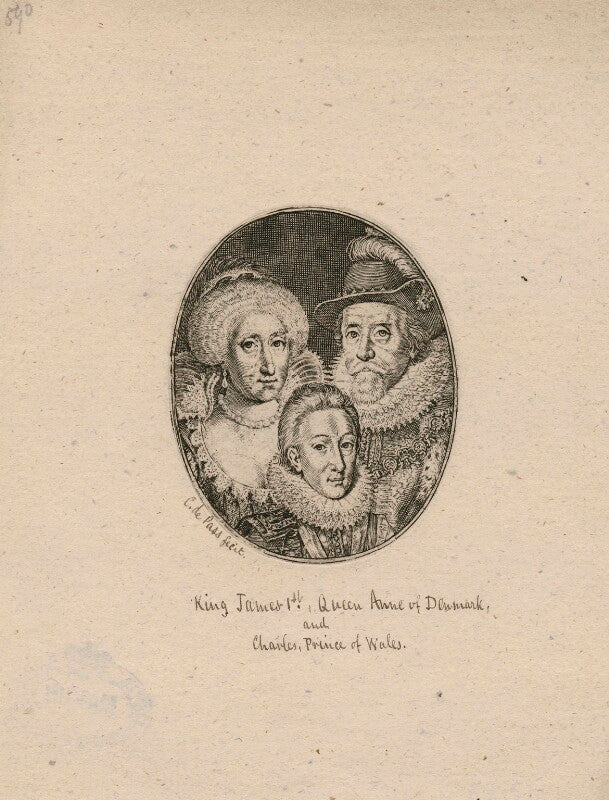 Anne of denmark; king charles i when prince of wales; king james i of england and vi of scotland npg d18187