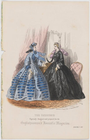 'The Fashions'. Walking dress and a useful toilet, November 1862 NPG D47998
